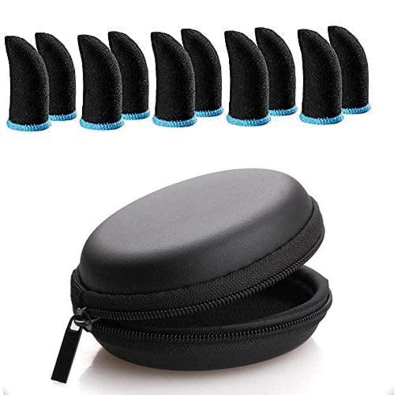 FireVex Black Fiber Thumb & Finger Sleeve for Mobile Game ( 5 Pieces), Pubg,Cod,Freefire,ScarFall - Carry Box-Pack of 2 Pair