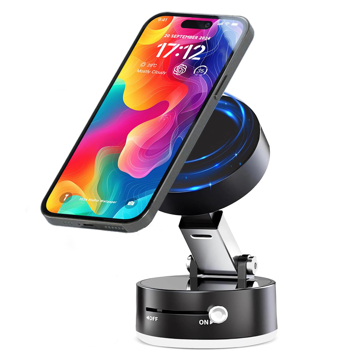 FireVex Magnetic Smartphone Holder,Portable Hand-Free Mount for Dashboard & Vent Mounting,Multi Angle Adjustable & Strong Vacuum Suction| Compatible with IOS & All Android Phones(Black)