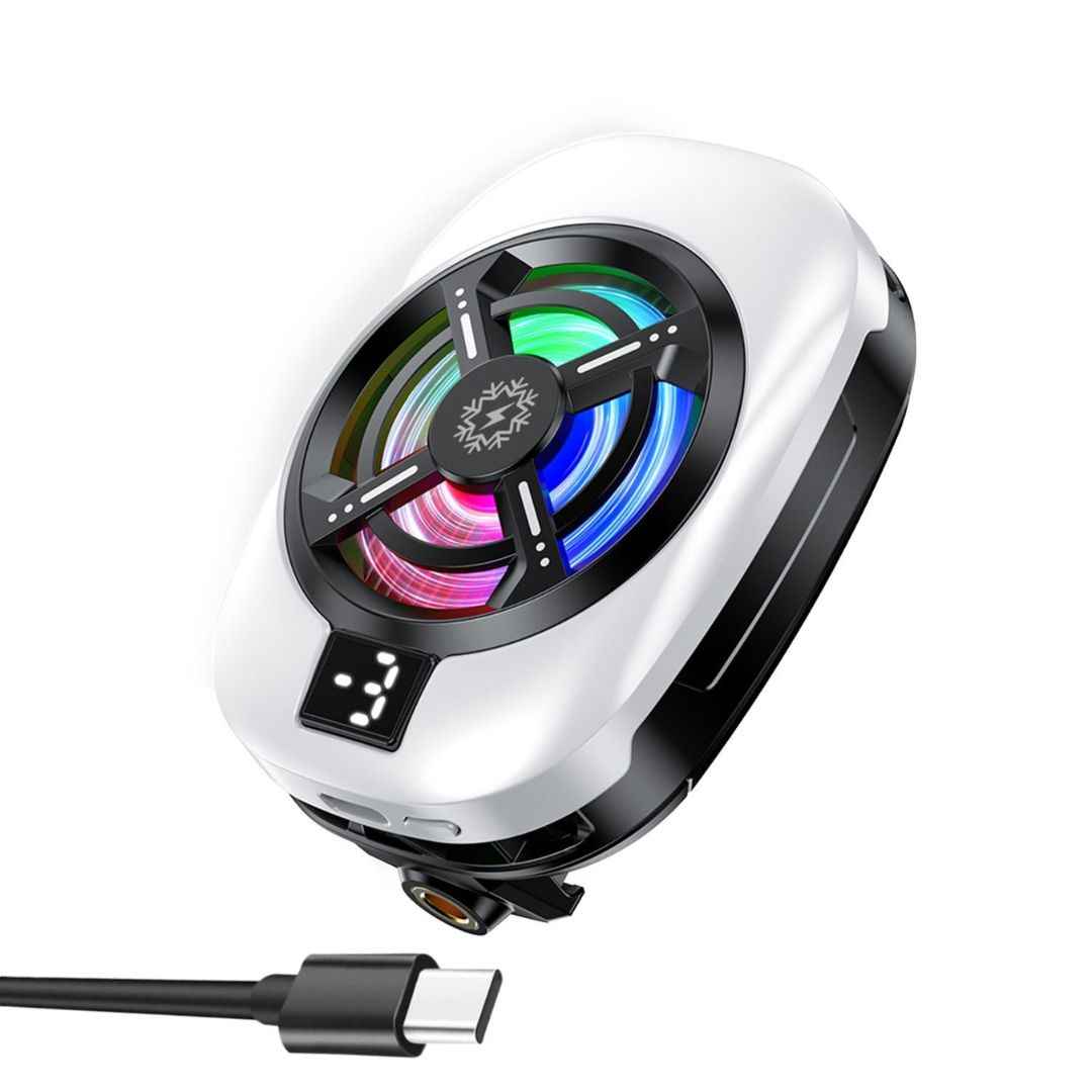 Hyper Cool V2 Phone Cooler Fan with RGB Lights – Dual-Speed Gaming Mobile Radiator with Semiconductor Cooling